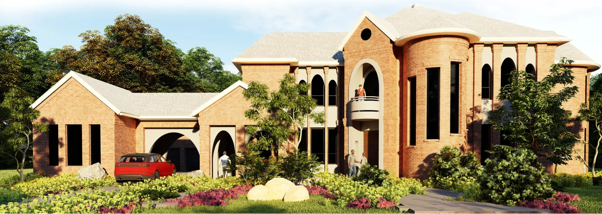 Custom residential design with distinctive architectural elements