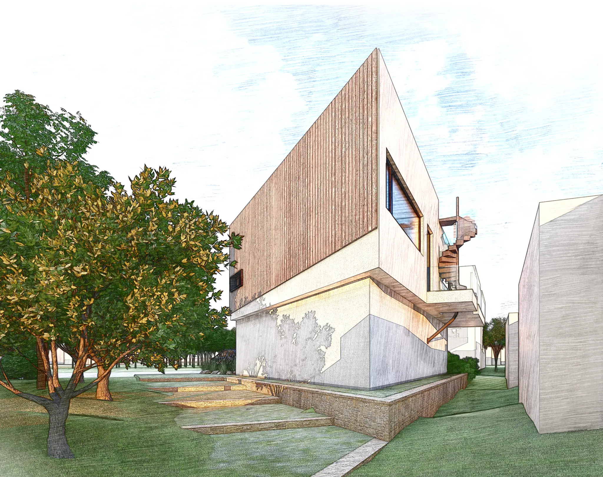 Contemporary residential design with modern materials